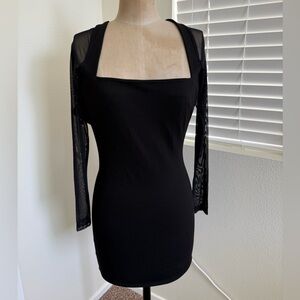 Superdown Black Sheer Sleeve Dress